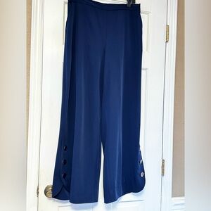 Coco Bianco Navy Wide-Leg Pants with Button Details